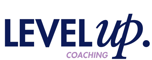 logo level up coaching en bleu et violet